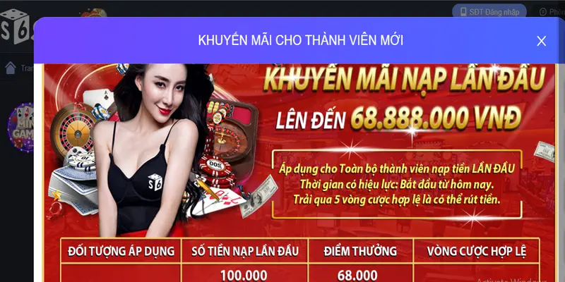 Khuyến mại nạp đầu S666 mang đến thêm nhiều tiền cược